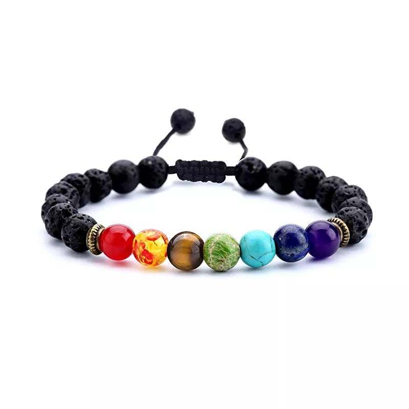 Certified 7 Chakra 8mm Natural Stone Bracelet With Lava Stone - One  Bracelet For Each Chakra